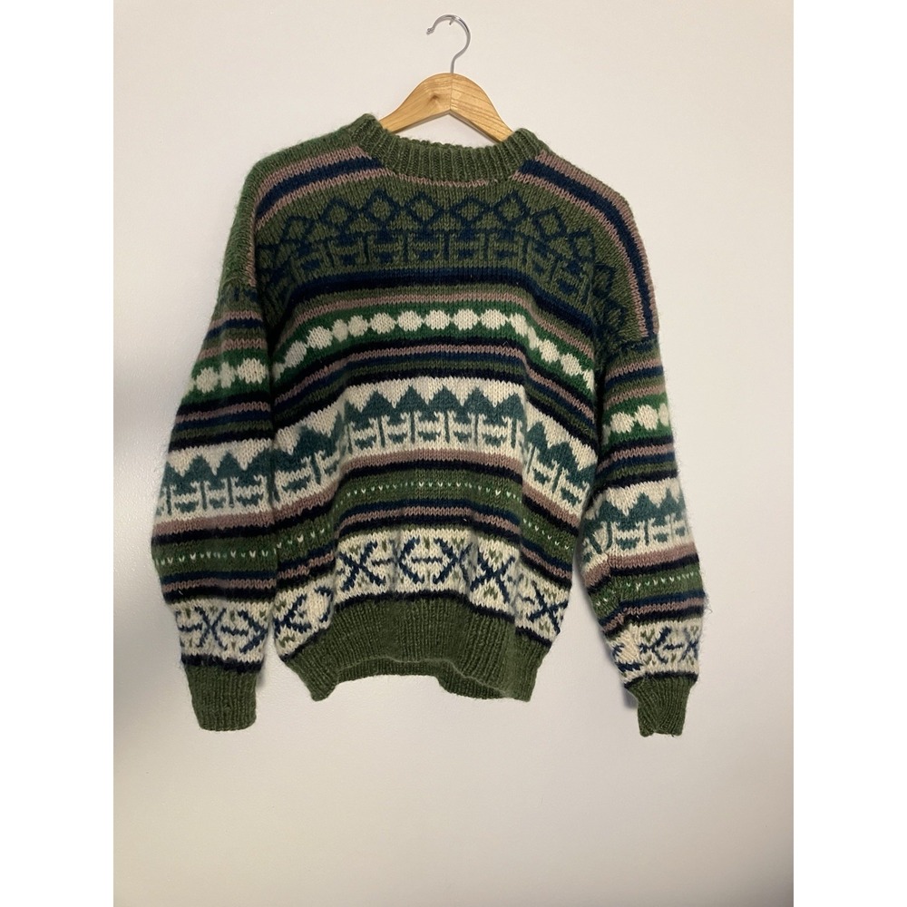 Vintage Avalanche Fair Isle Geometric Wool Sweater Made In Nepal READ Re Size